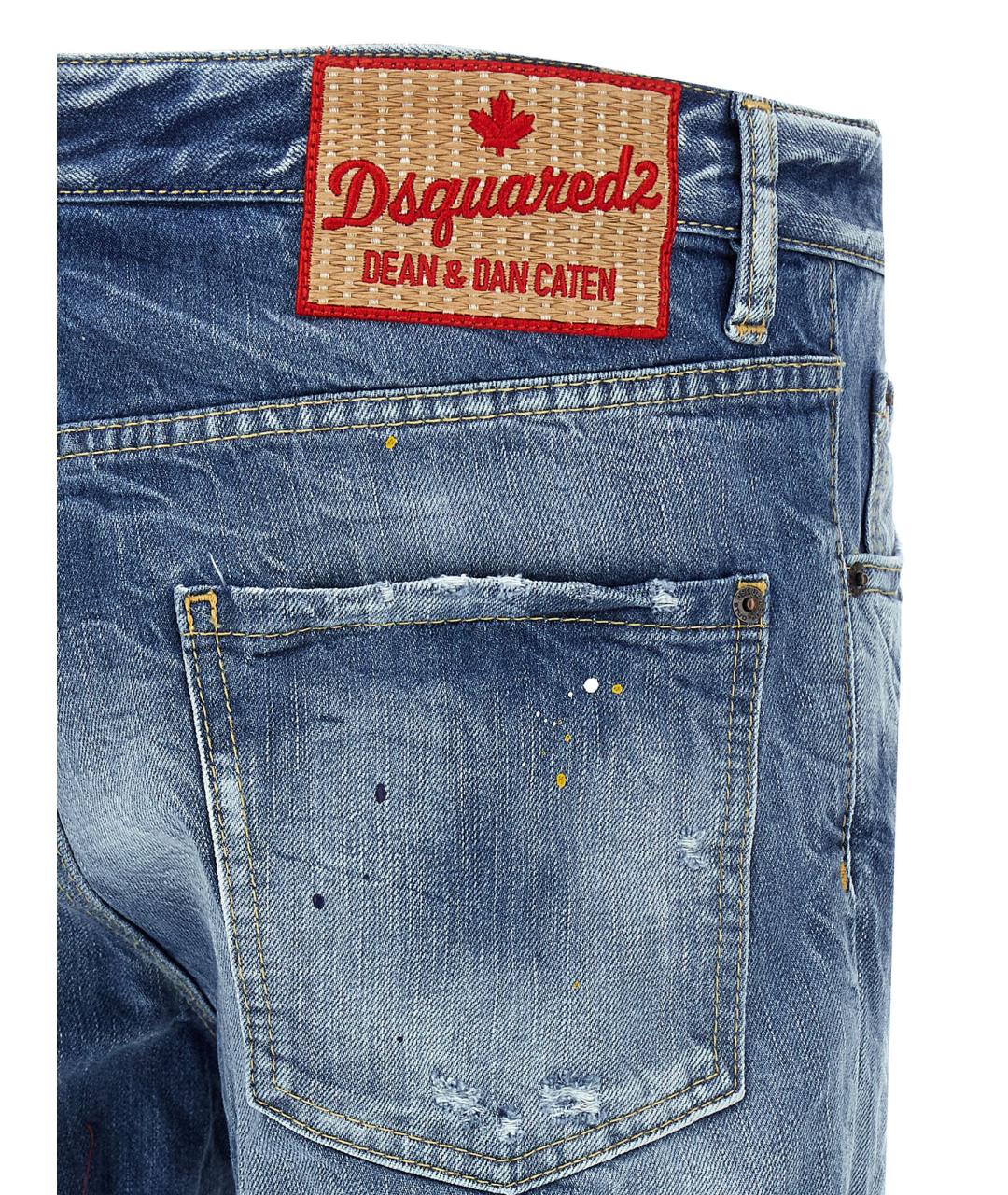 DSQUARED2 Голубые хлопковые прямые джинсы, фото 4