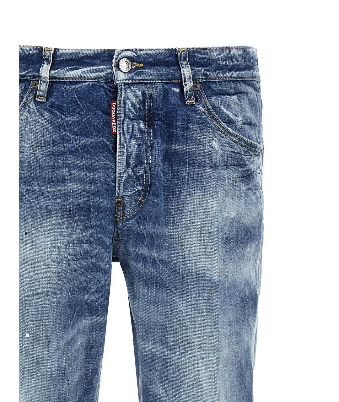 DSQUARED2 Голубые хлопковые прямые джинсы, фото 3