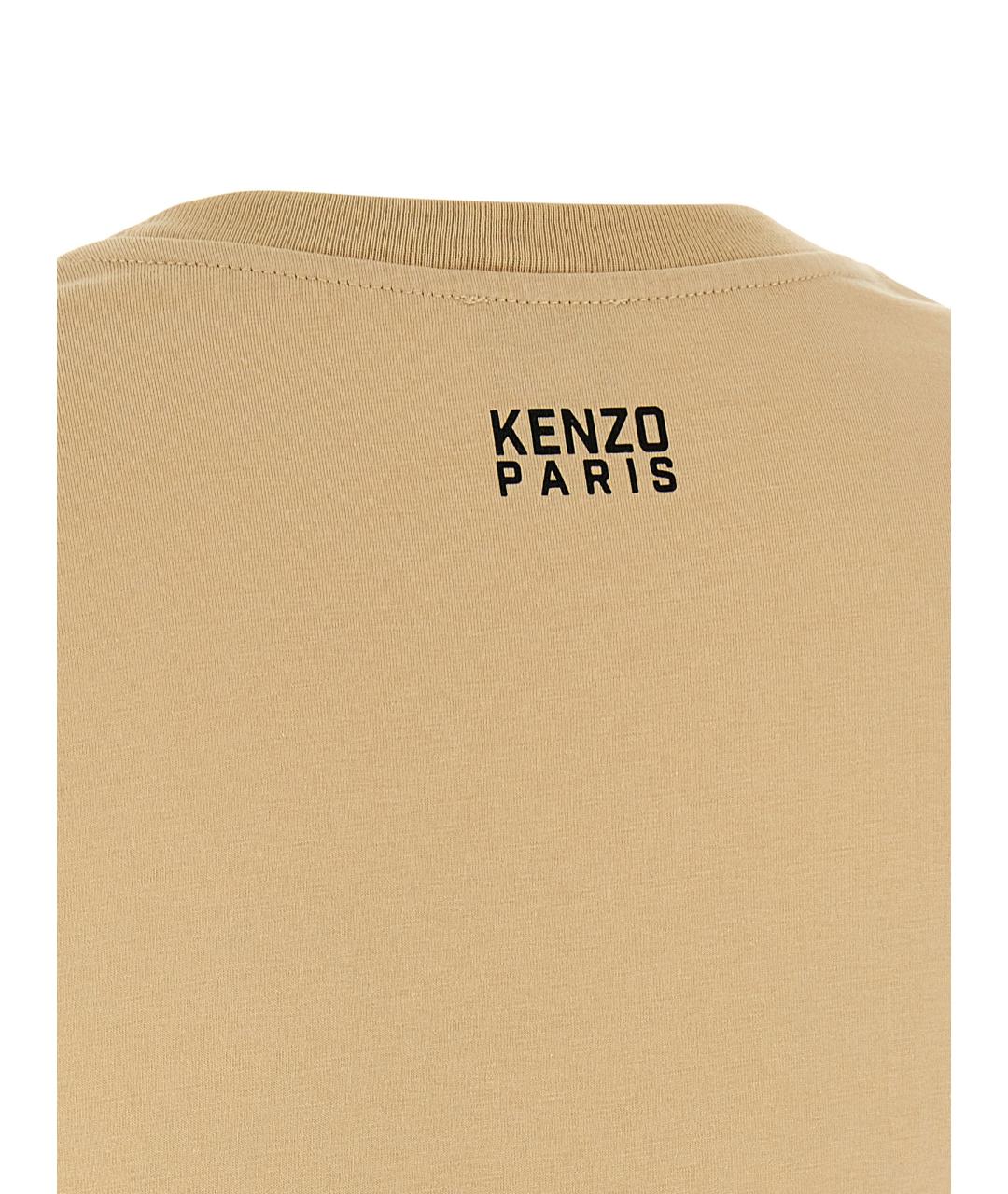 KENZO Бежевая хлопковая футболка, фото 4