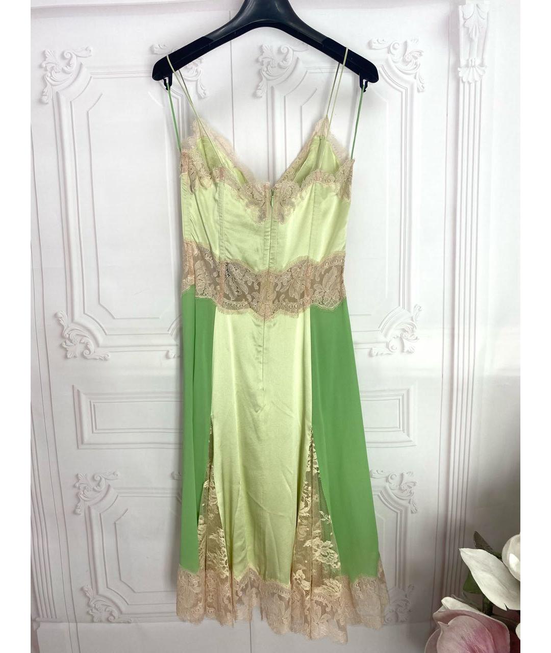 DOLCE&GABBANA Зеленые шелковое коктейльное платье, фото 2