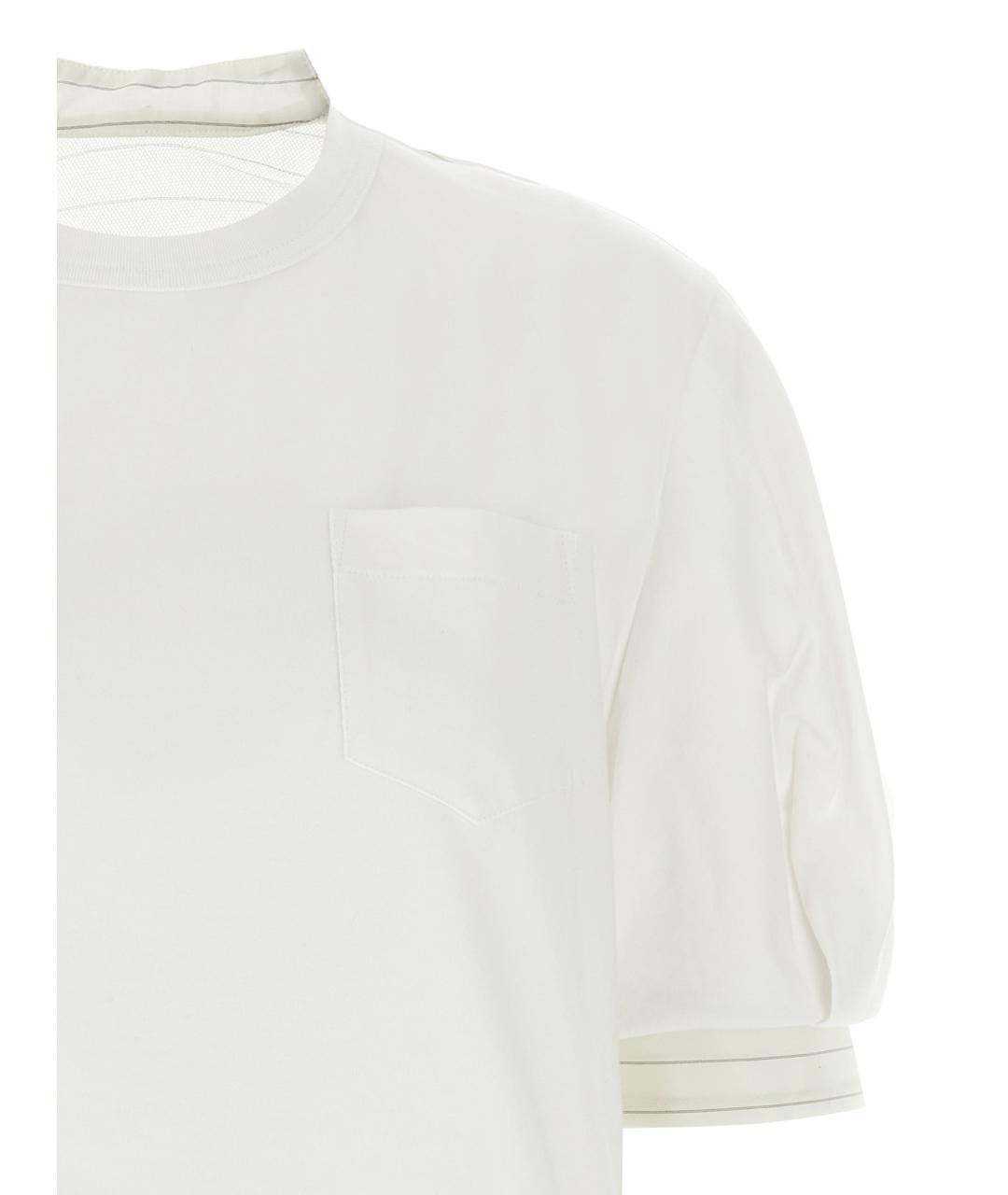 SACAI Белая хлопковая футболка, фото 3