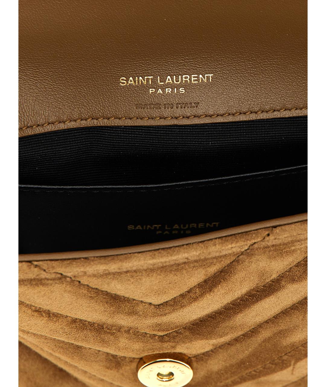 SAINT LAURENT Коричневая замшевая сумка через плечо, фото 4