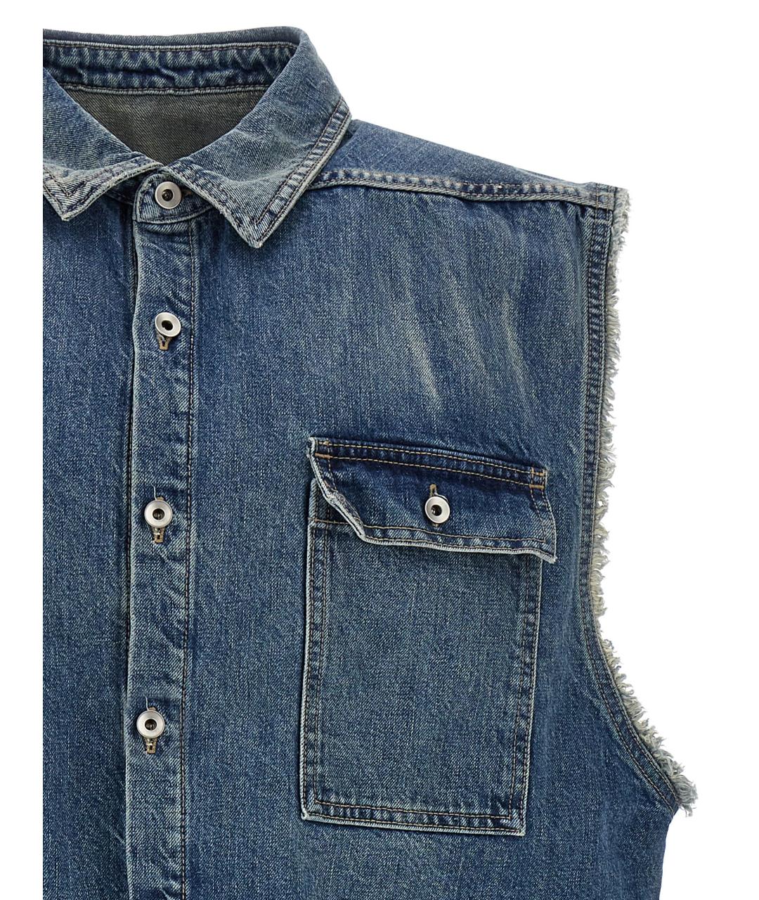 RICK OWENS DRKSHDW Синяя хлопковая кэжуал рубашка, фото 3