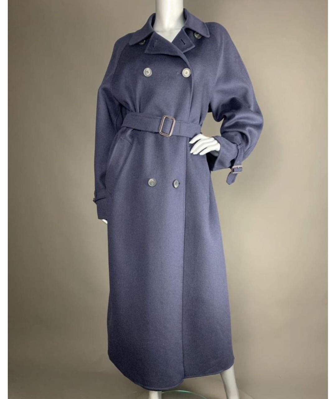MAX MARA Темно-синее шерстяное пальто, фото 7