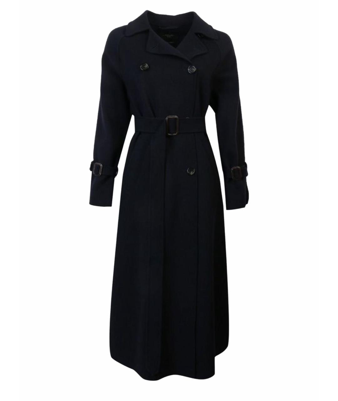 MAX MARA Темно-синее шерстяное пальто, фото 1
