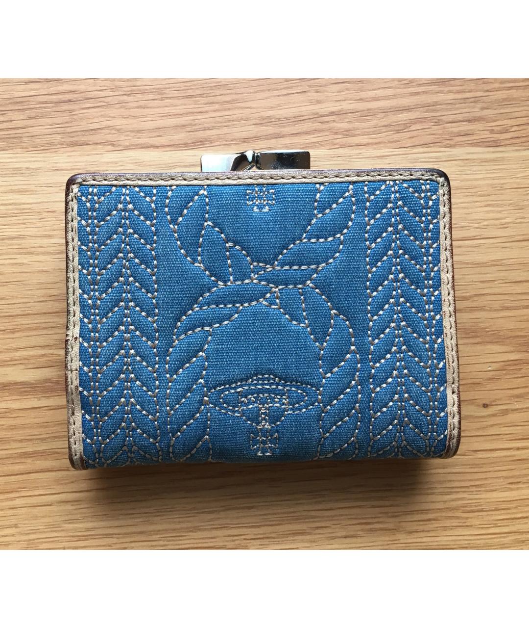VIVIENNE WESTWOOD Синий кожаный кошелек, фото 2