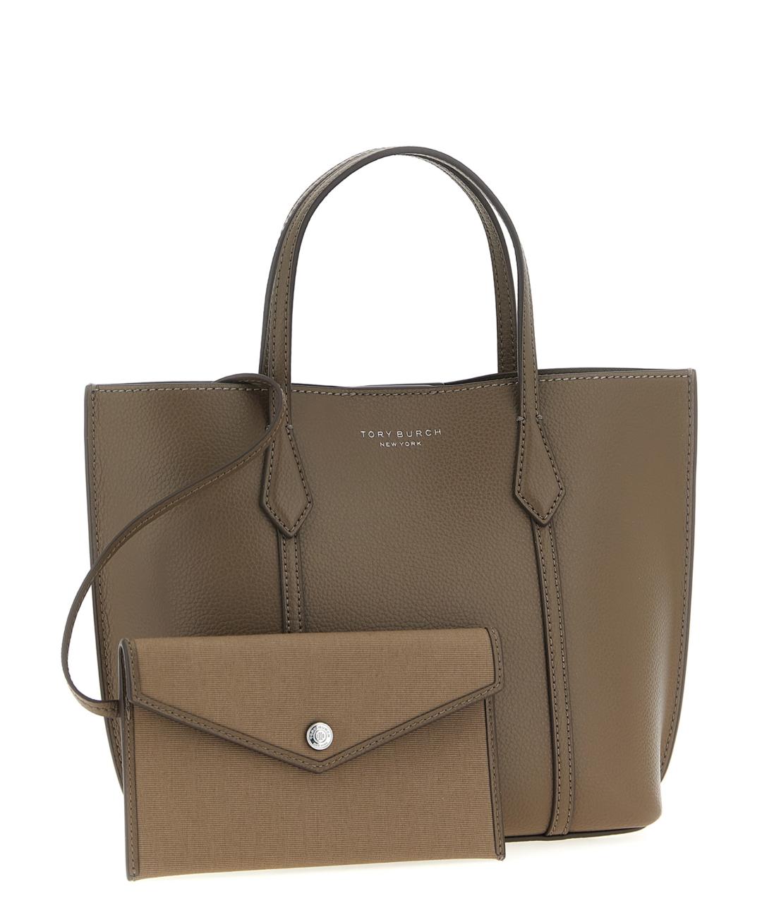 TORY BURCH Хаки кожаная сумка тоут, фото 3