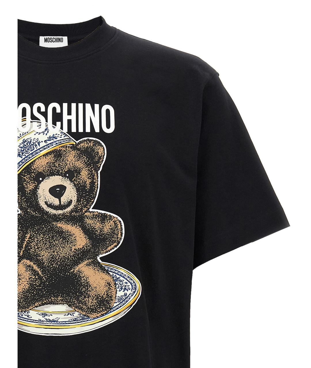 MOSCHINO Черная хлопковая футболка, фото 3