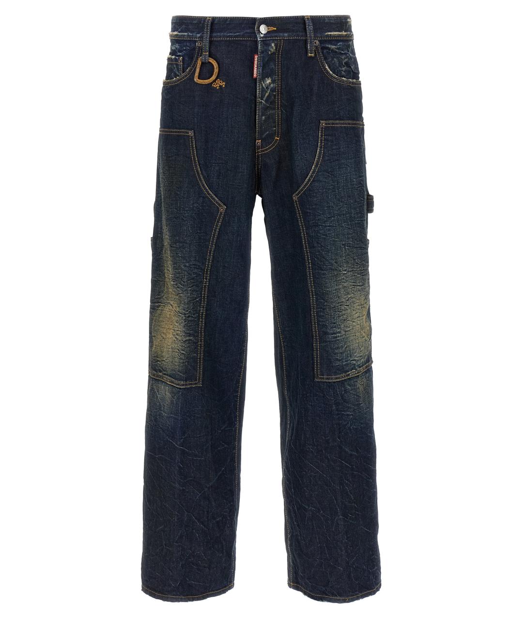 DSQUARED2 Синие хлопковые прямые джинсы, фото 1