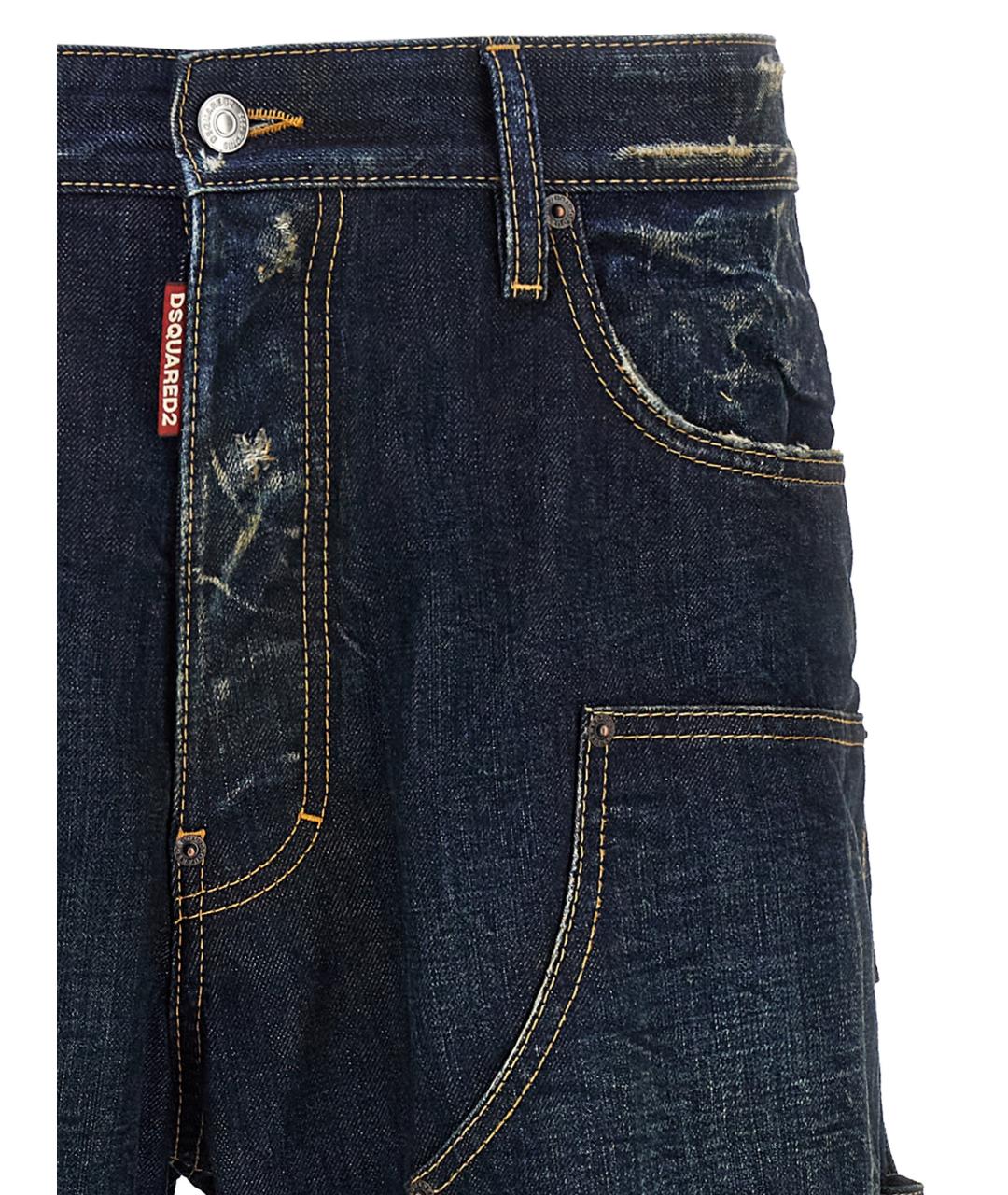 DSQUARED2 Синие хлопковые прямые джинсы, фото 3