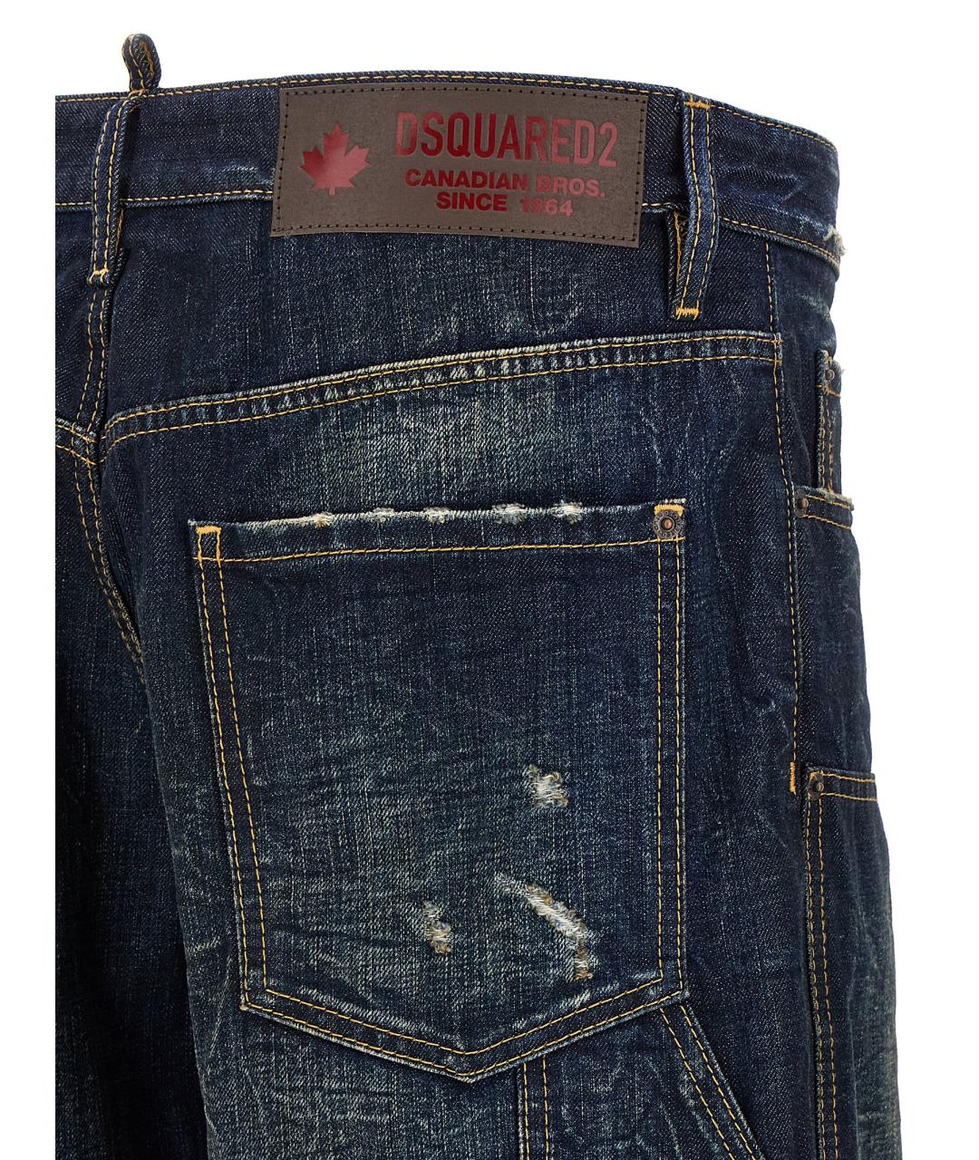 DSQUARED2 Синие хлопковые прямые джинсы, фото 4