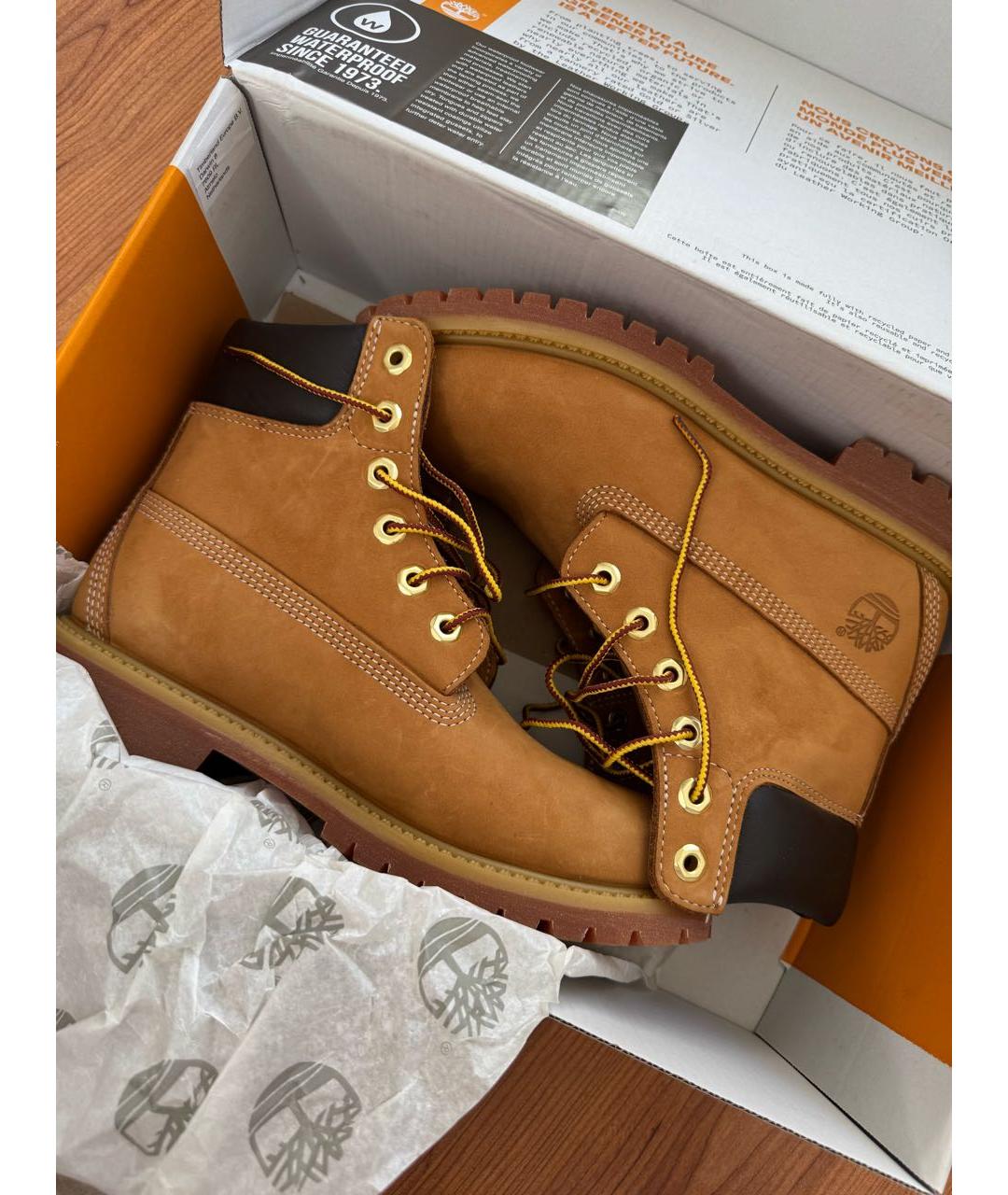 TIMBERLAND Горчичные кожаные ботинки, фото 5