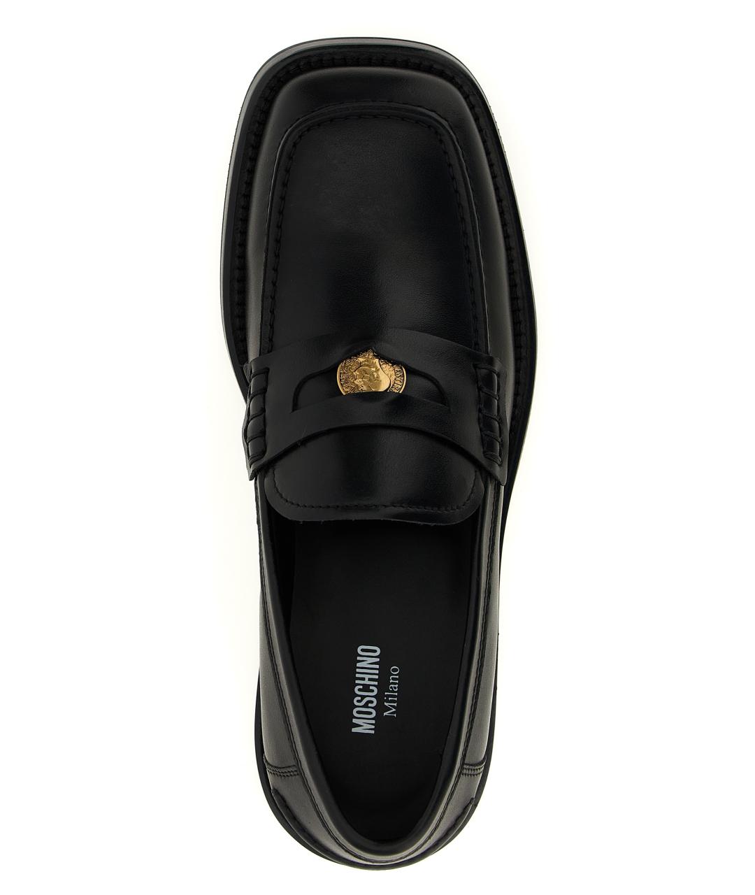 MOSCHINO Черные кожаные лоферы, фото 4