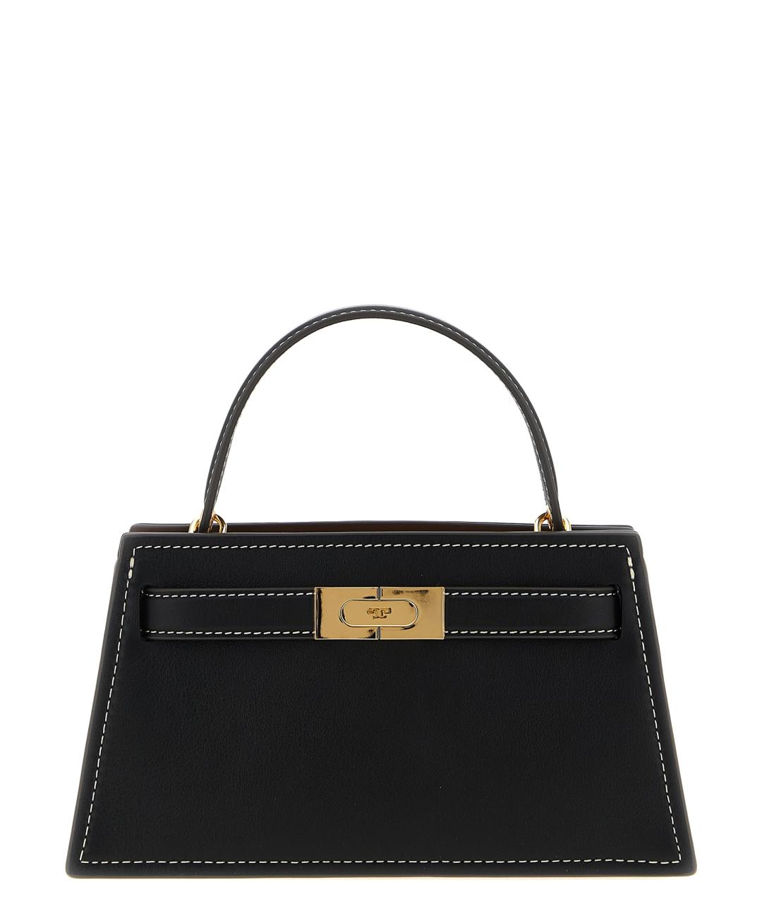 TORY BURCH Черная кожаная сумка с короткими ручками, фото 1