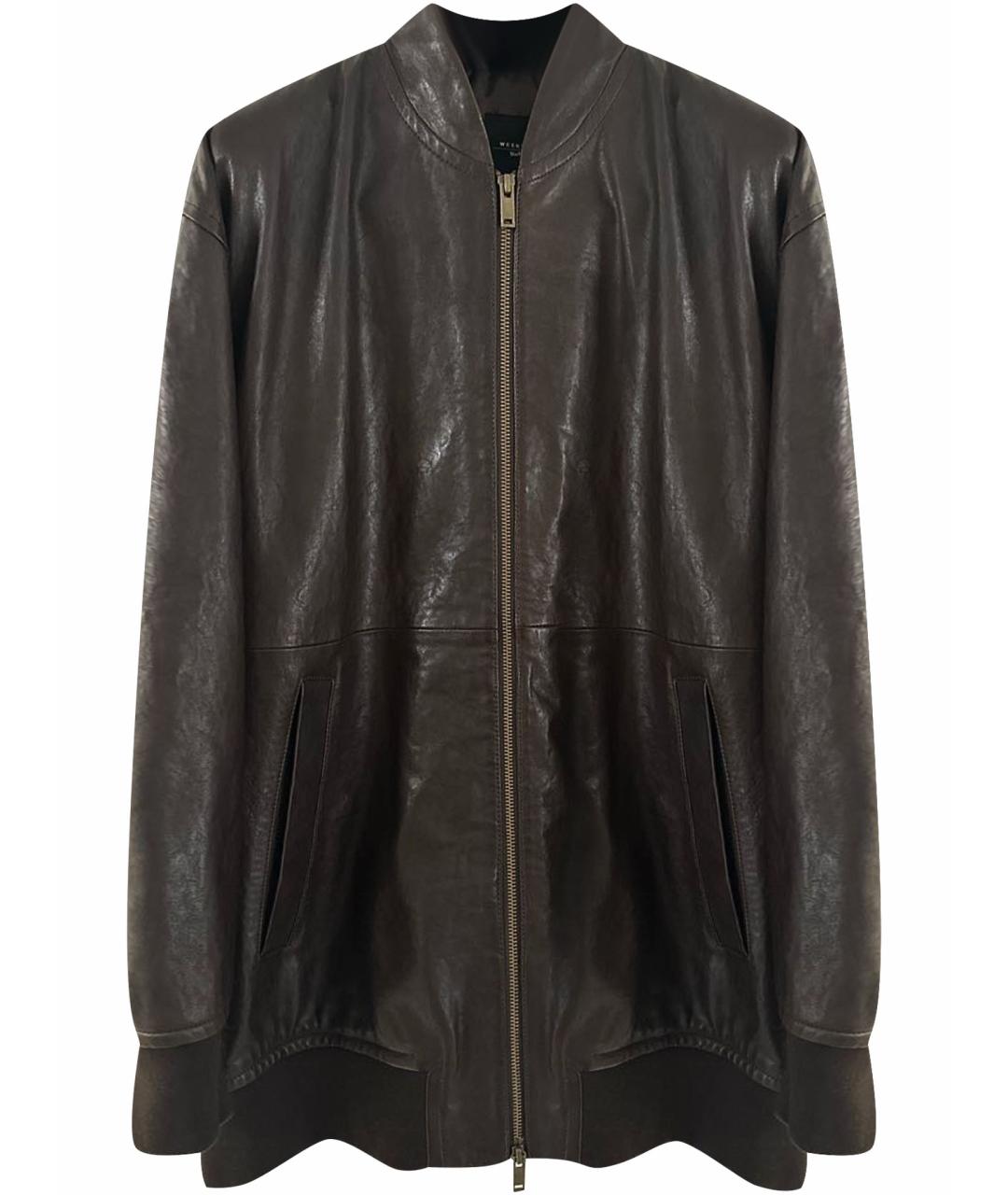 WEEKEND MAX MARA Коричневая кожаная куртка, фото 1