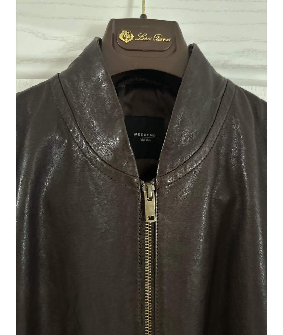 WEEKEND MAX MARA Коричневая кожаная куртка, фото 4