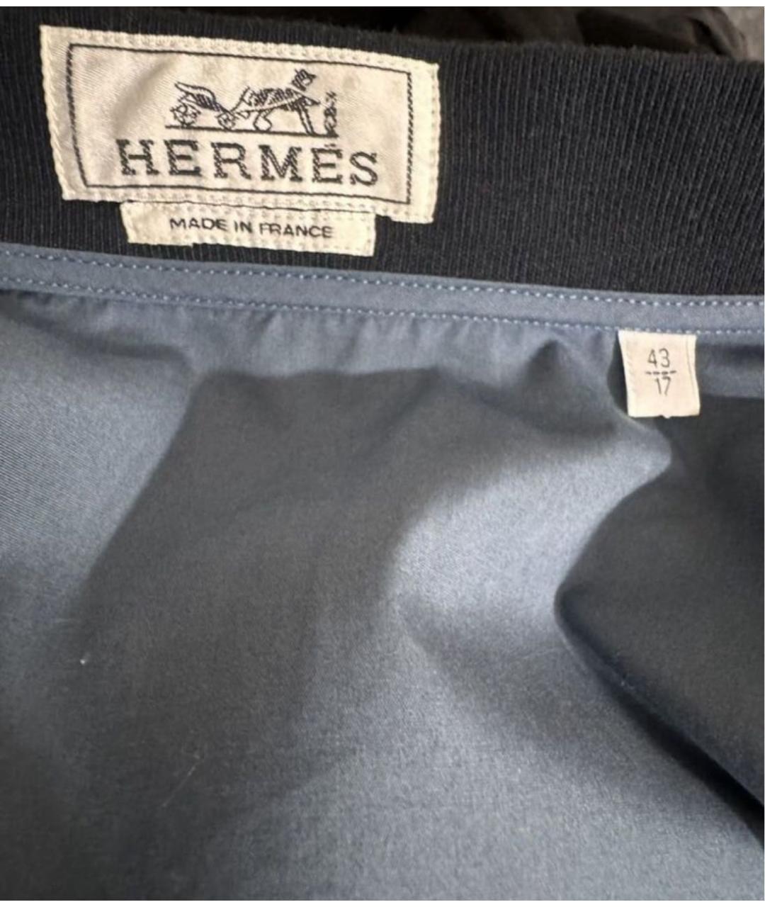 HERMES Синяя хлопковая кэжуал рубашка, фото 3