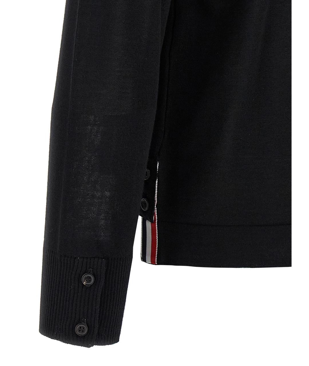 THOM BROWNE Черная шерстяная кэжуал рубашка, фото 4