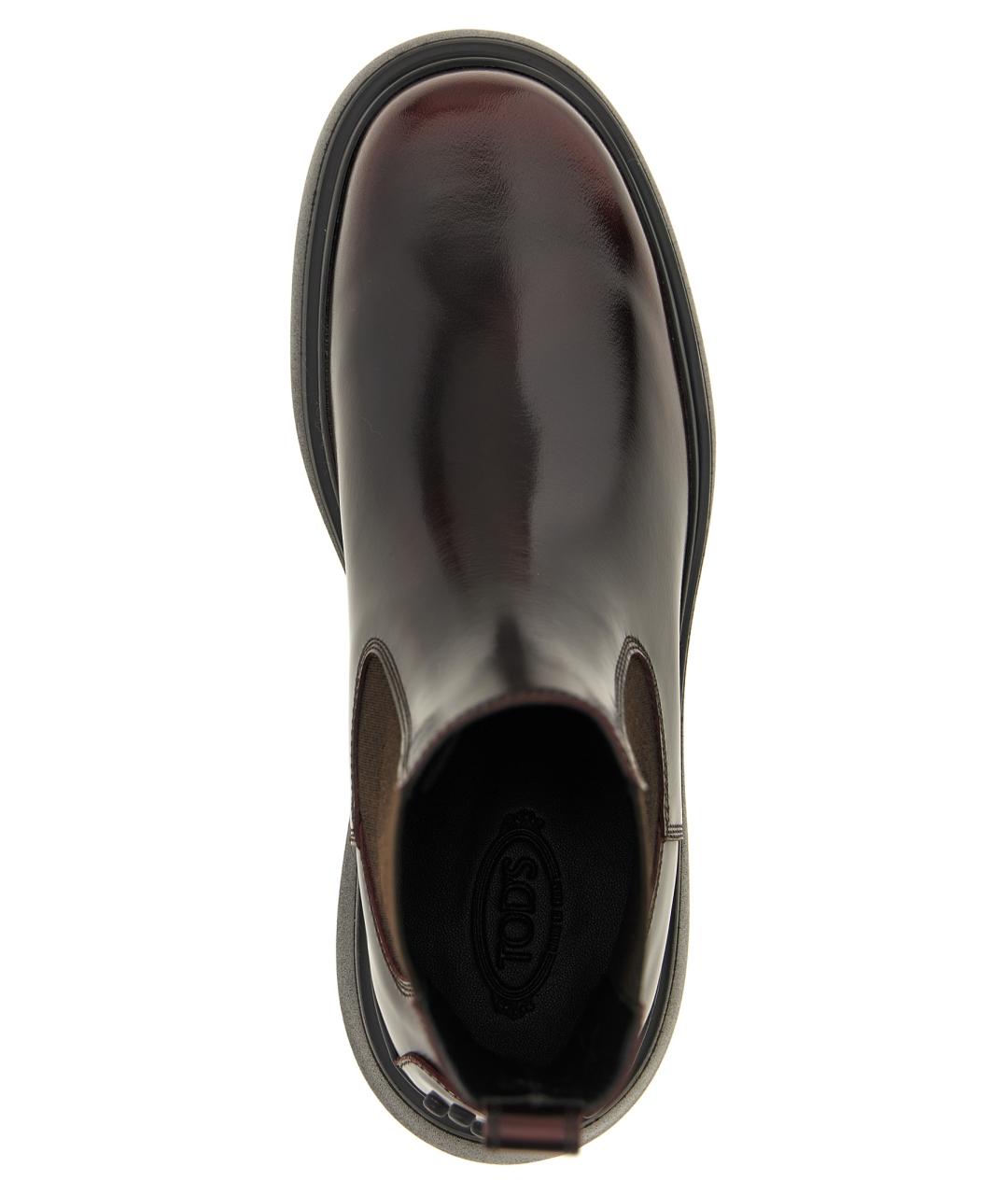 TOD'S Бордовые кожаные ботинки, фото 4