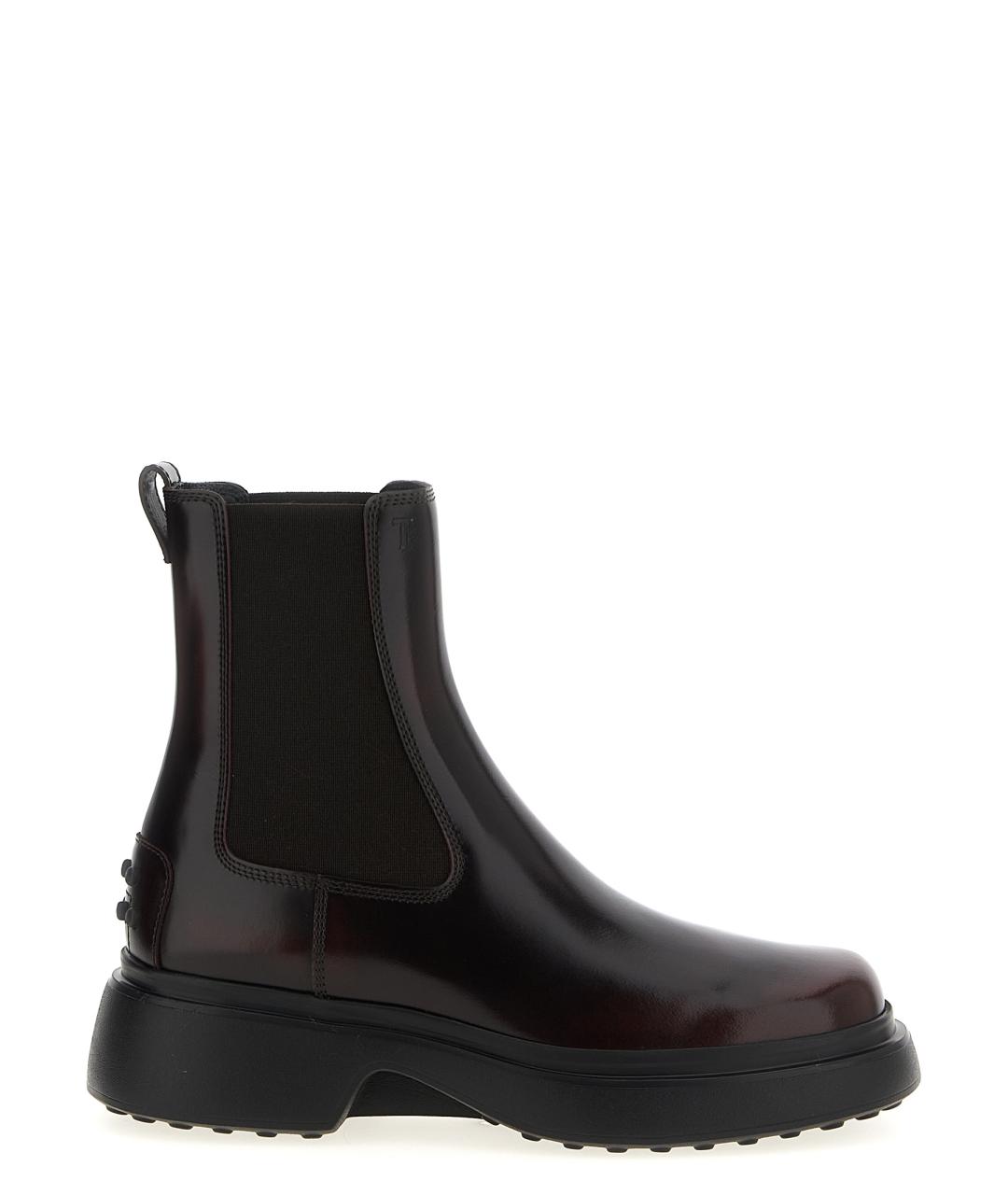 TOD'S Бордовые кожаные ботинки, фото 1