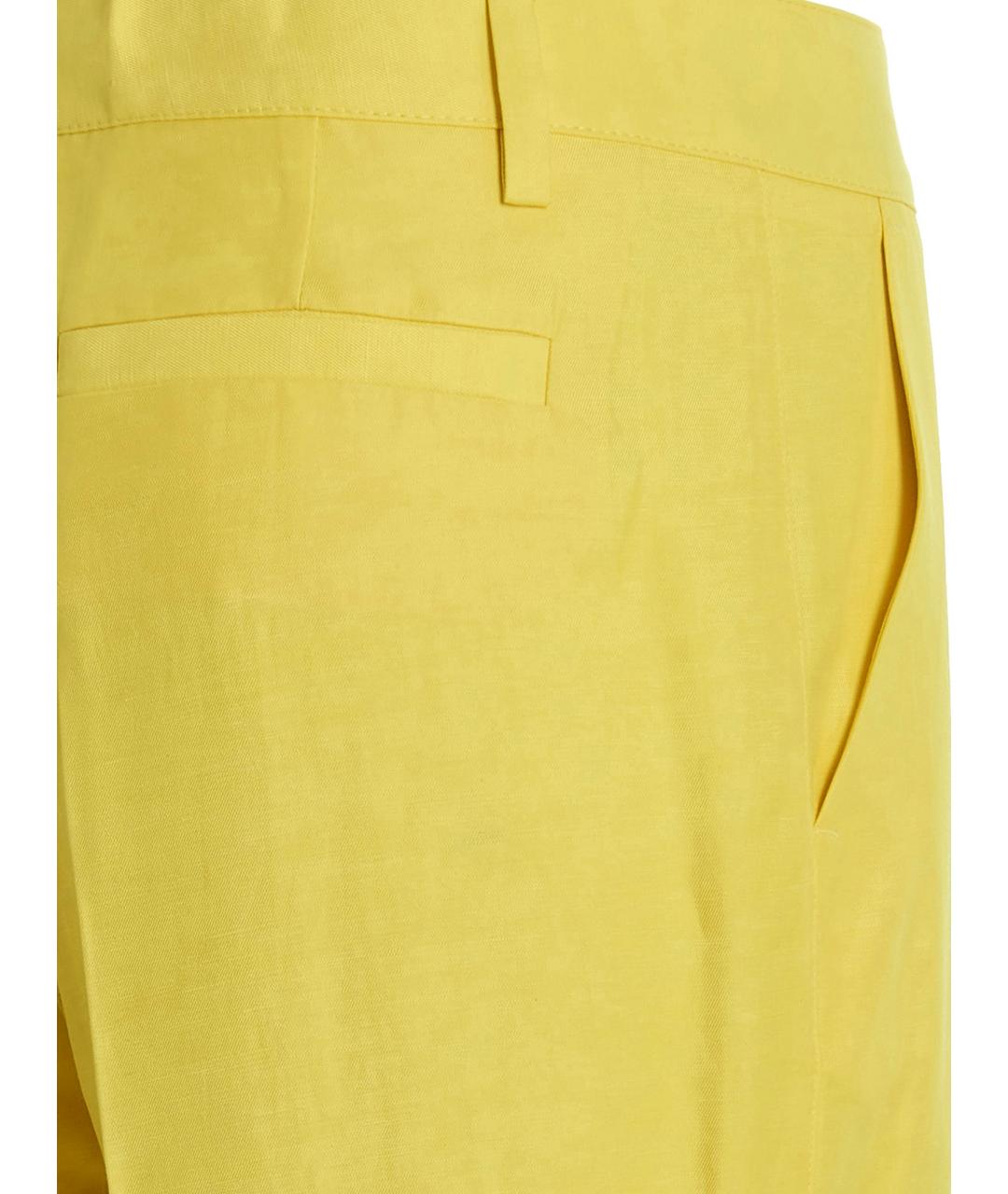 P.A.R.O.S.H. Желтые льняные прямые брюки, фото 4