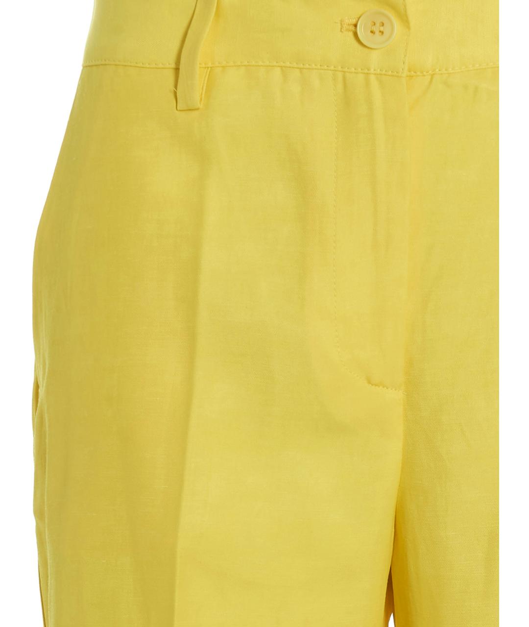 P.A.R.O.S.H. Желтые льняные прямые брюки, фото 3