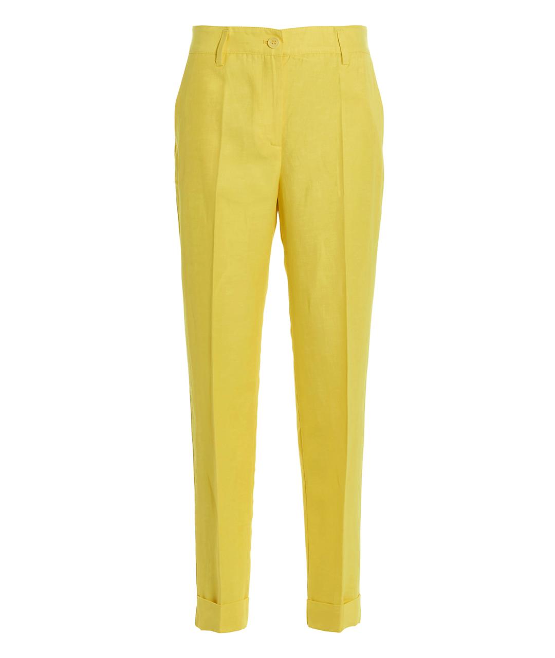 P.A.R.O.S.H. Желтые льняные прямые брюки, фото 1