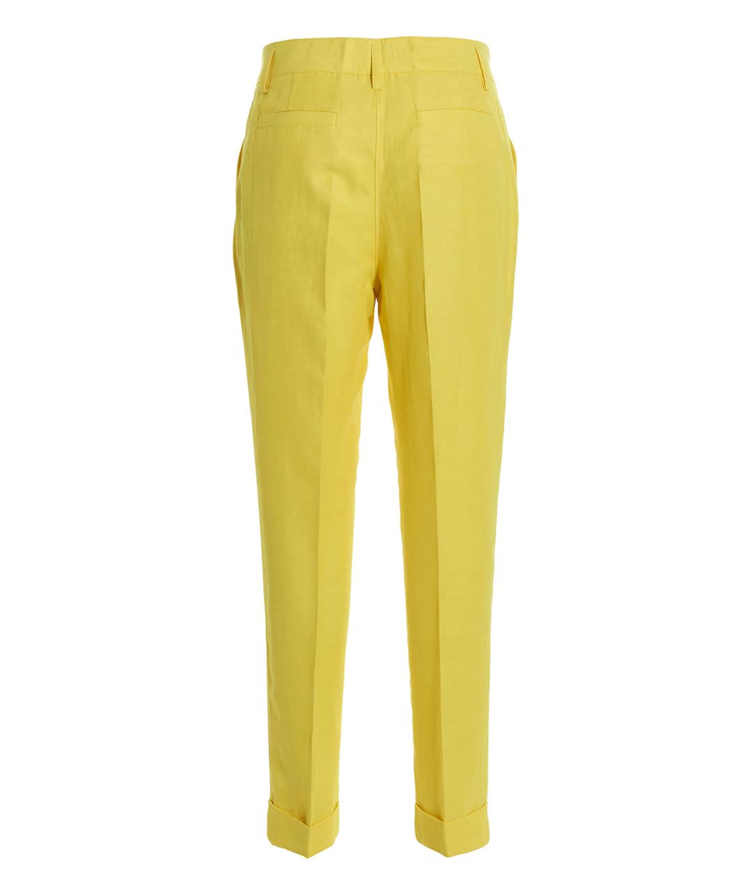 P.A.R.O.S.H. Желтые льняные прямые брюки, фото 2