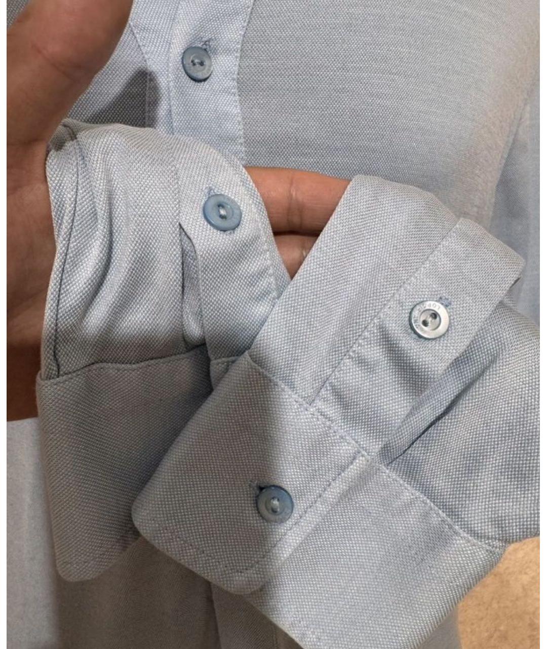 LORO PIANA Голубая шелковая классическая рубашка, фото 4