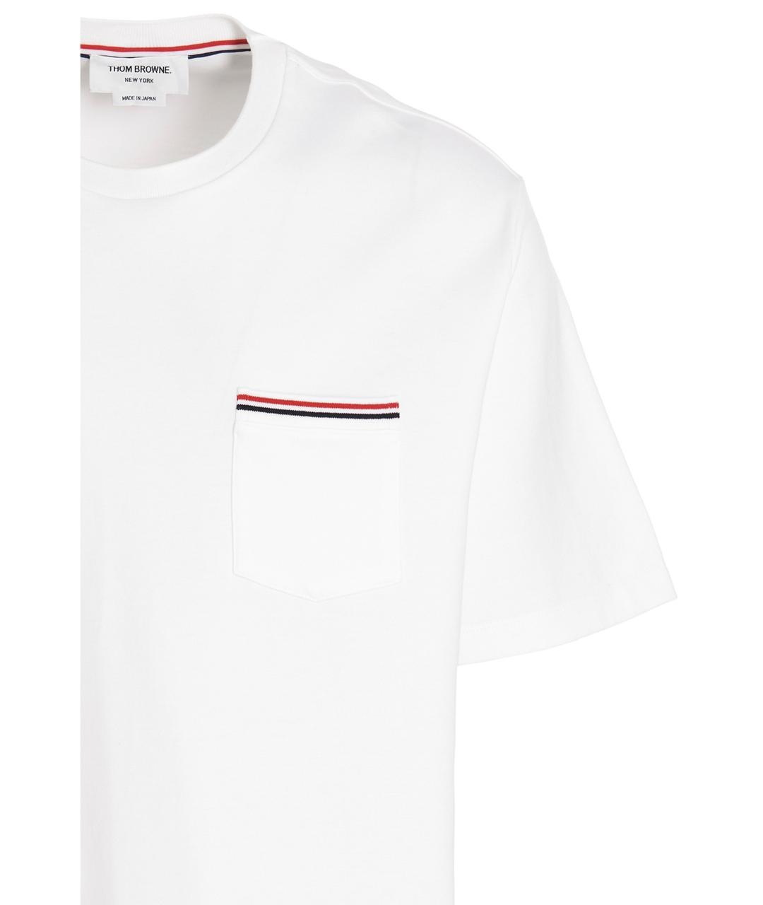 THOM BROWNE Белая хлопковая футболка, фото 3