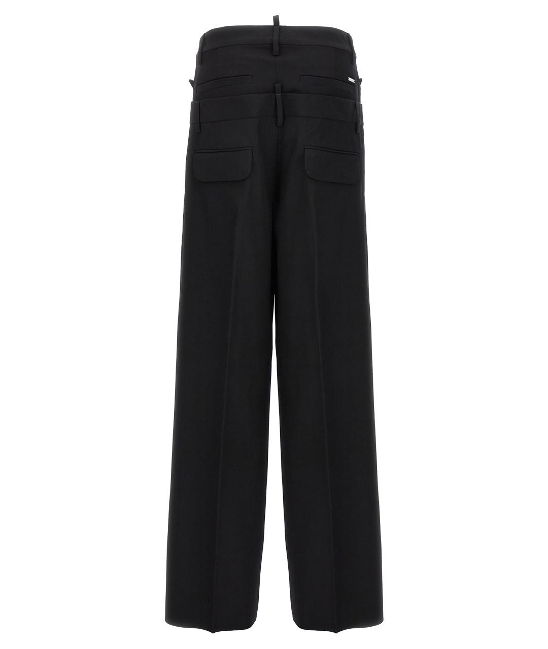 DSQUARED2 Черные шерстяные прямые брюки, фото 2