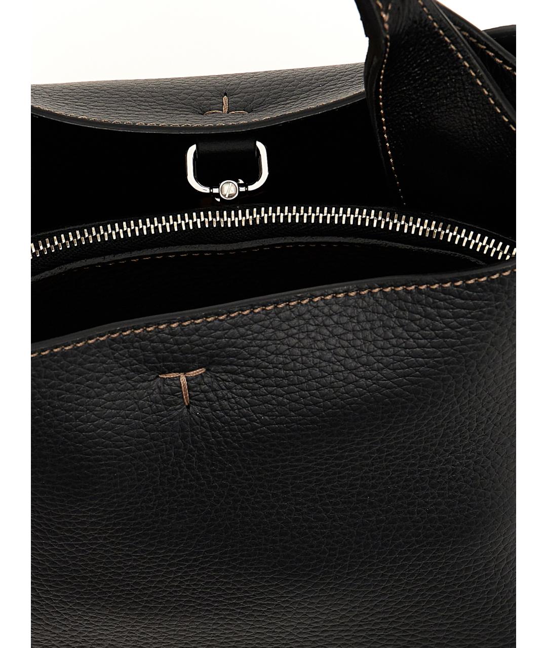 TOD'S Черная кожаная сумка тоут, фото 4