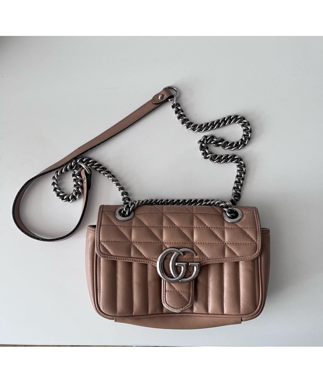 GUCCI Бежевая кожаная сумка через плечо, фото 9