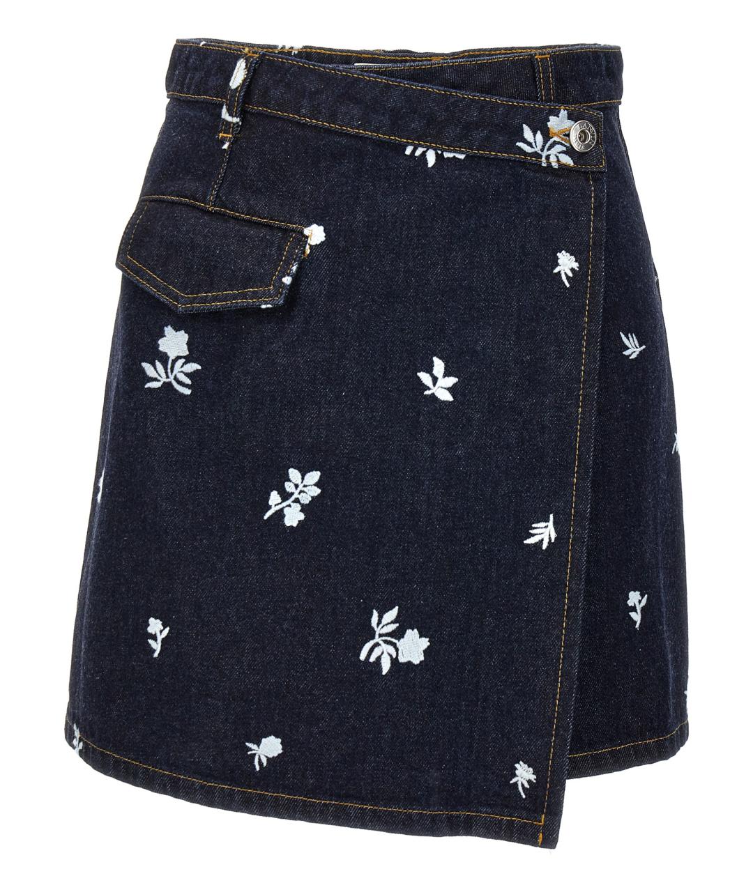 LANVIN Синяя хлопковая юбка мини, фото 1