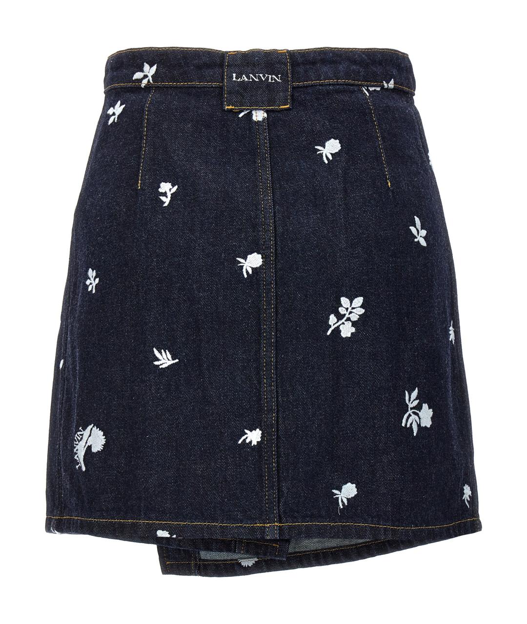 LANVIN Синяя хлопковая юбка мини, фото 2