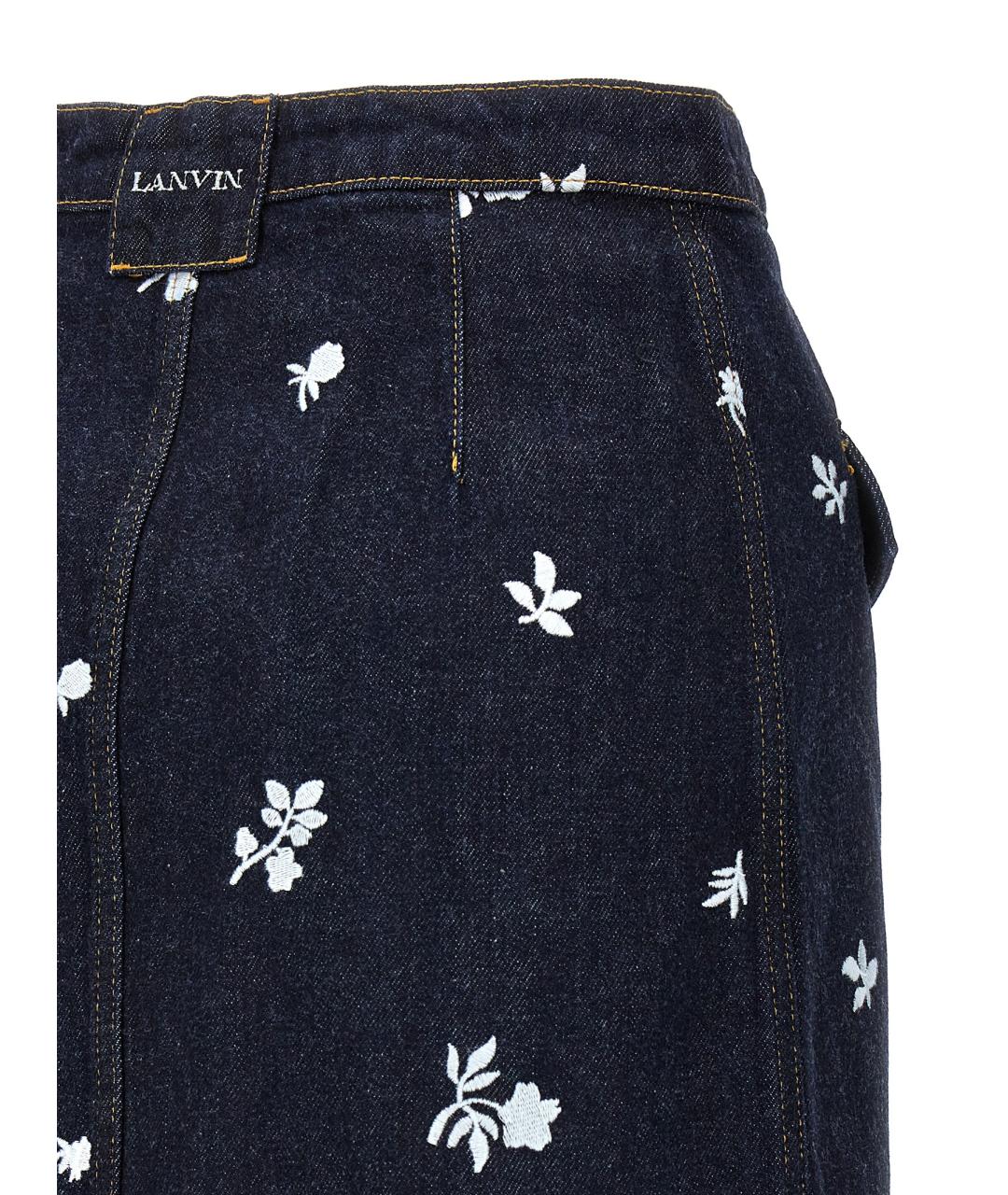 LANVIN Синяя хлопковая юбка мини, фото 4
