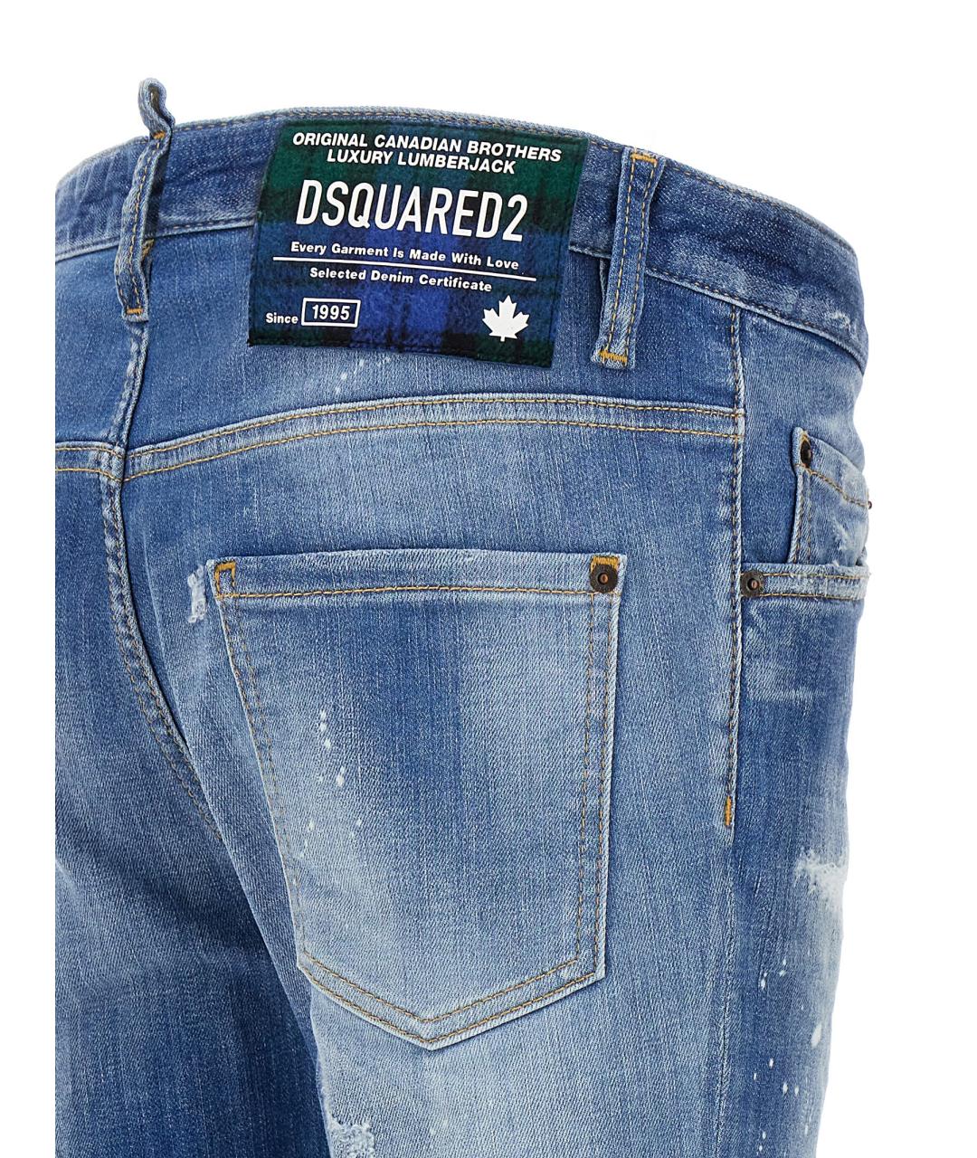 DSQUARED2 Голубые хлопковые прямые джинсы, фото 4