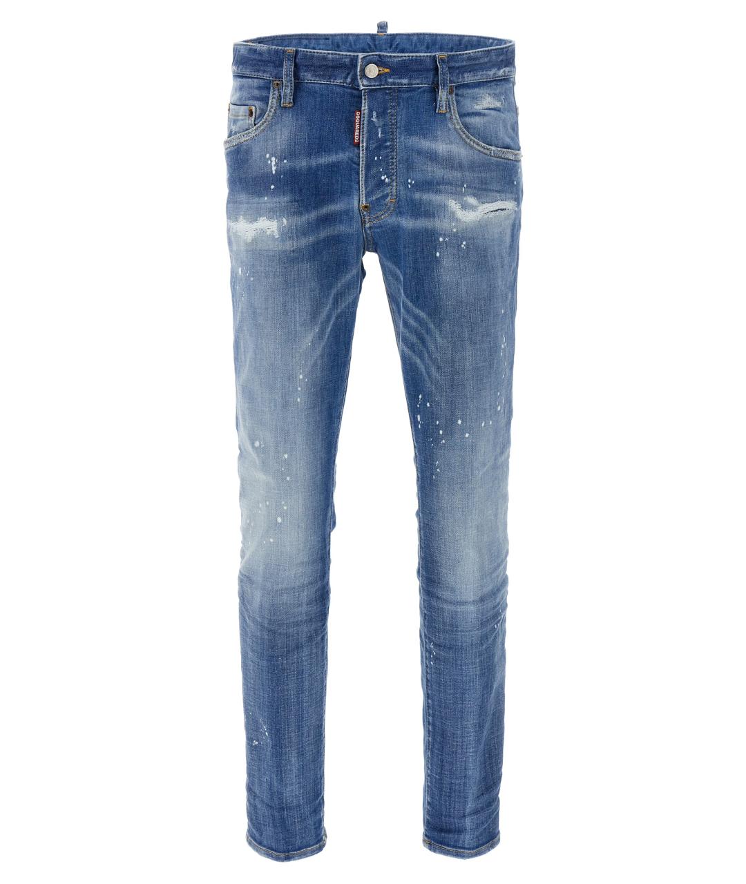 DSQUARED2 Голубые хлопковые прямые джинсы, фото 1