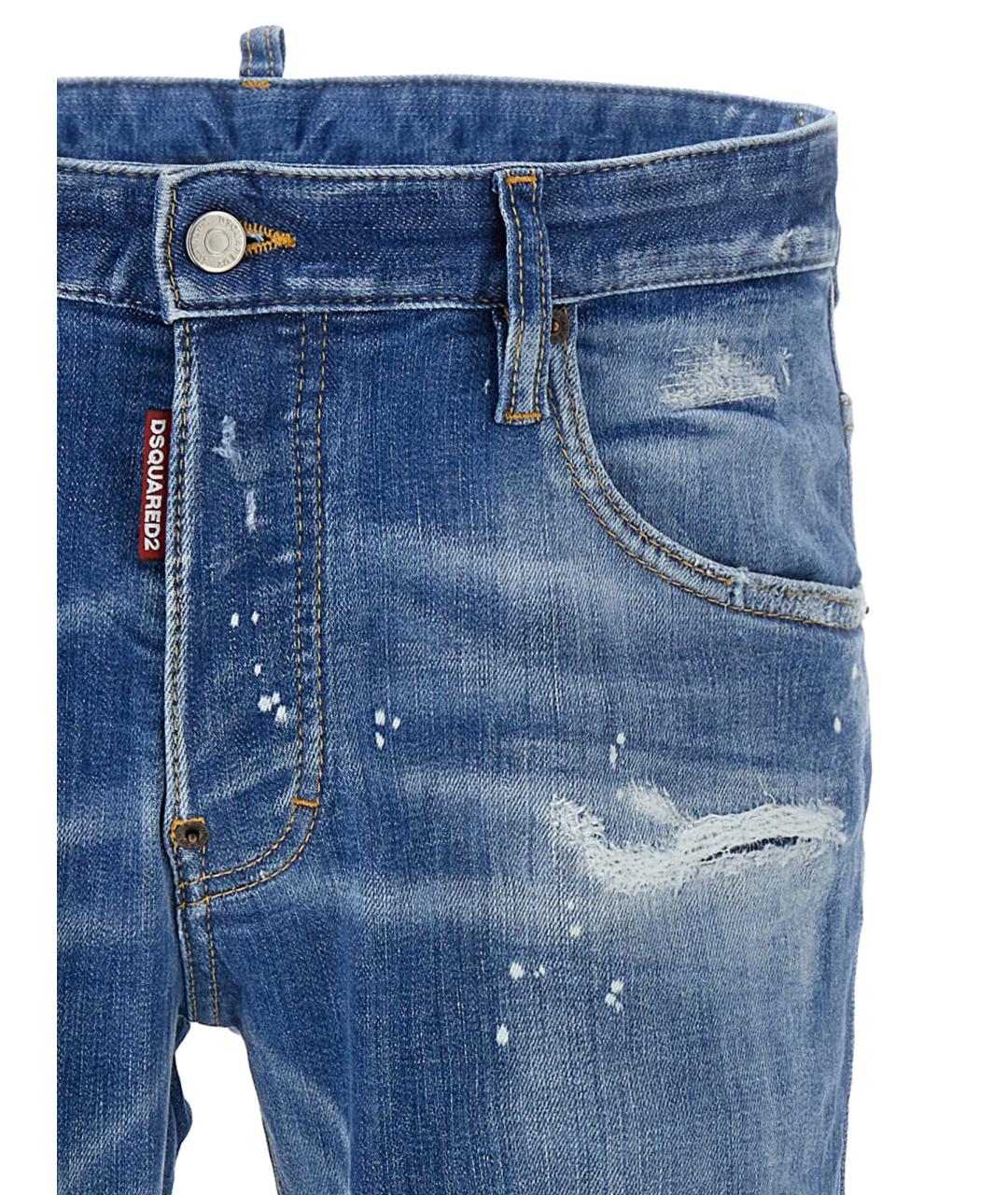 DSQUARED2 Голубые хлопковые прямые джинсы, фото 3