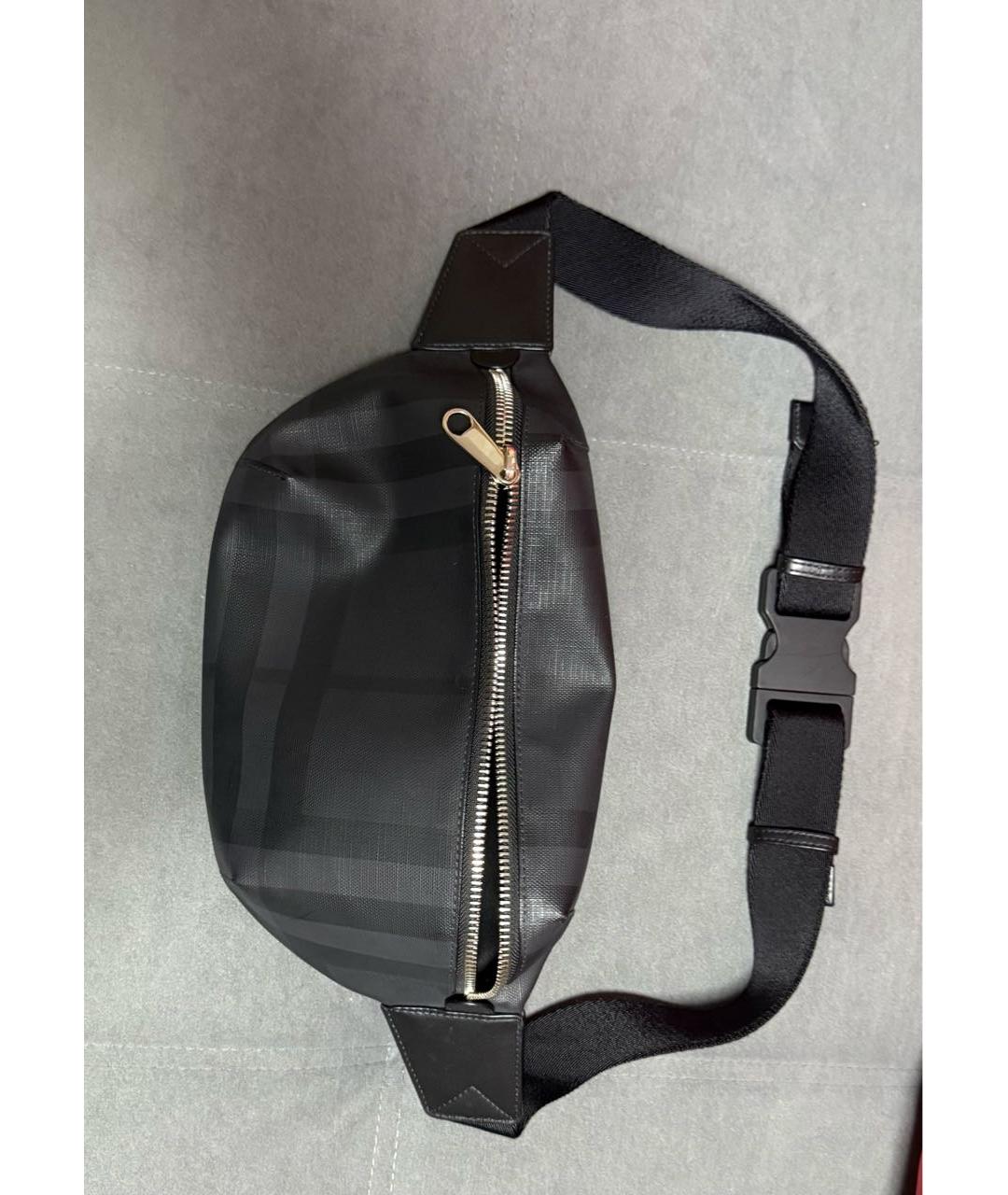 BURBERRY Черная барсетка из искусственной кожи, фото 4