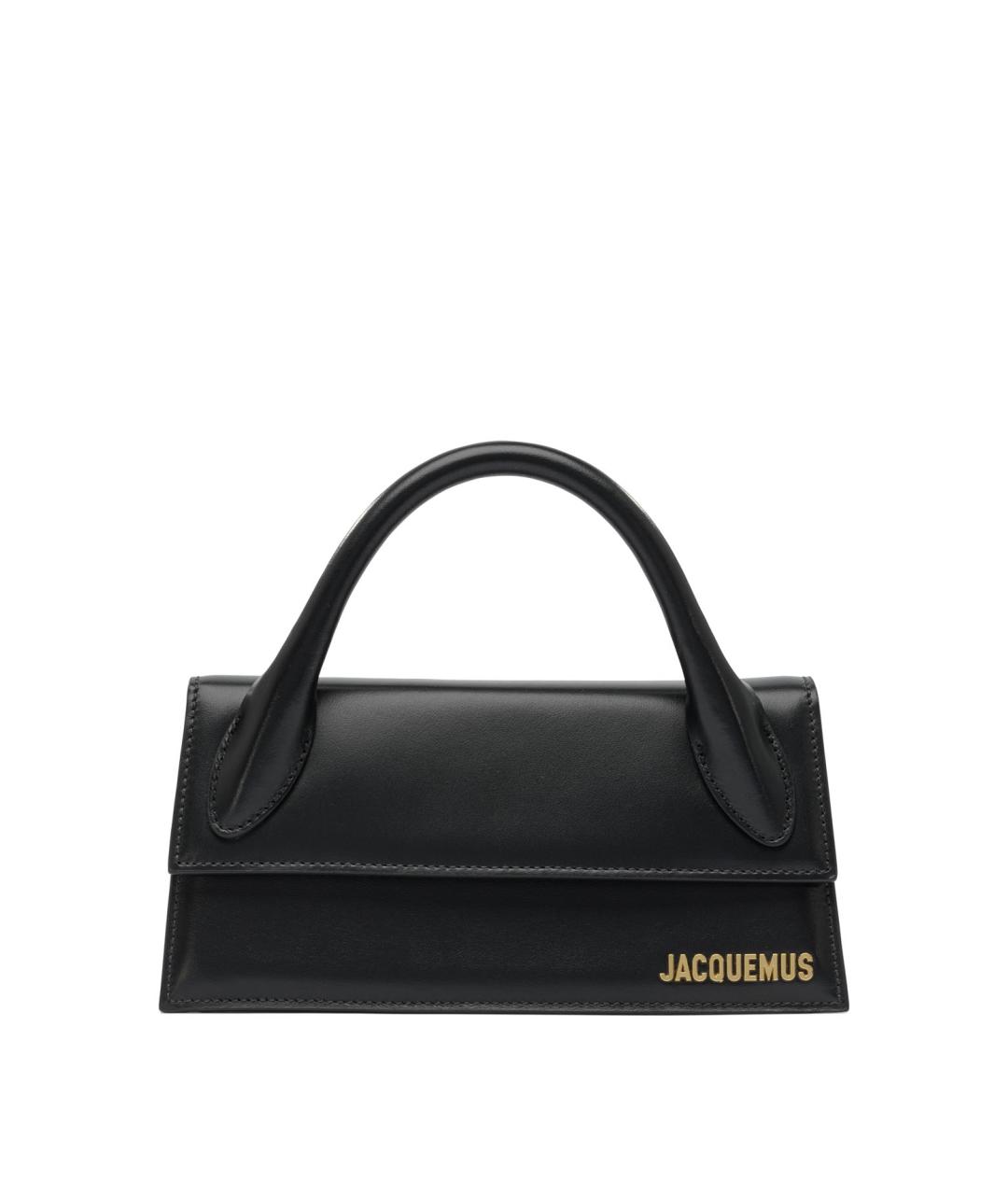 JACQUEMUS Черная кожаная сумка с короткими ручками, фото 1