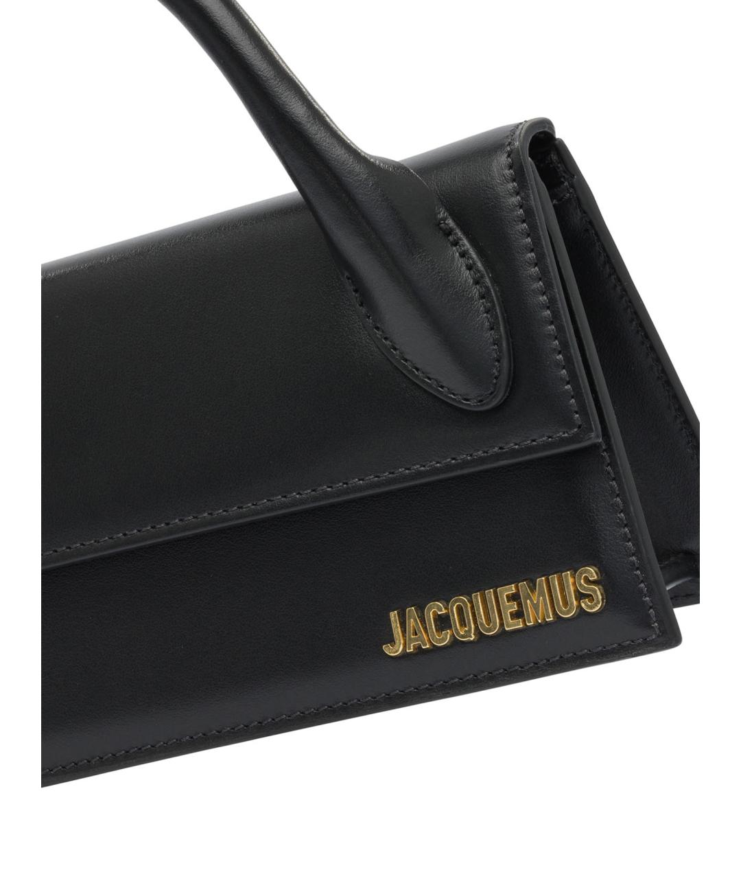 JACQUEMUS Черная кожаная сумка с короткими ручками, фото 4