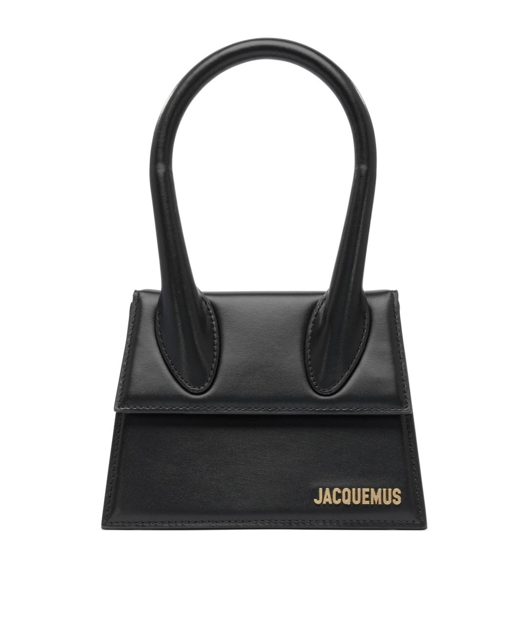 JACQUEMUS Черная кожаная сумка с короткими ручками, фото 1