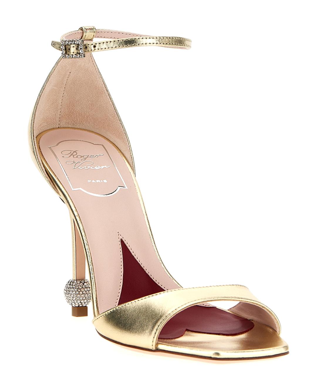 ROGER VIVIER Золотые кожаные босоножки, фото 2