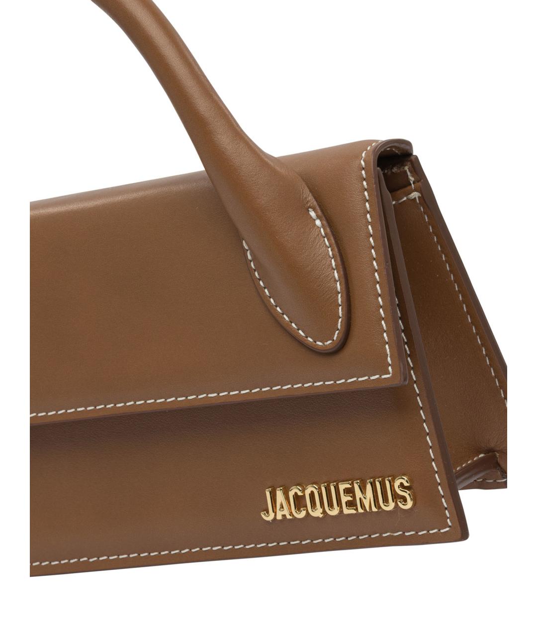 JACQUEMUS Коричневая кожаная сумка с короткими ручками, фото 4