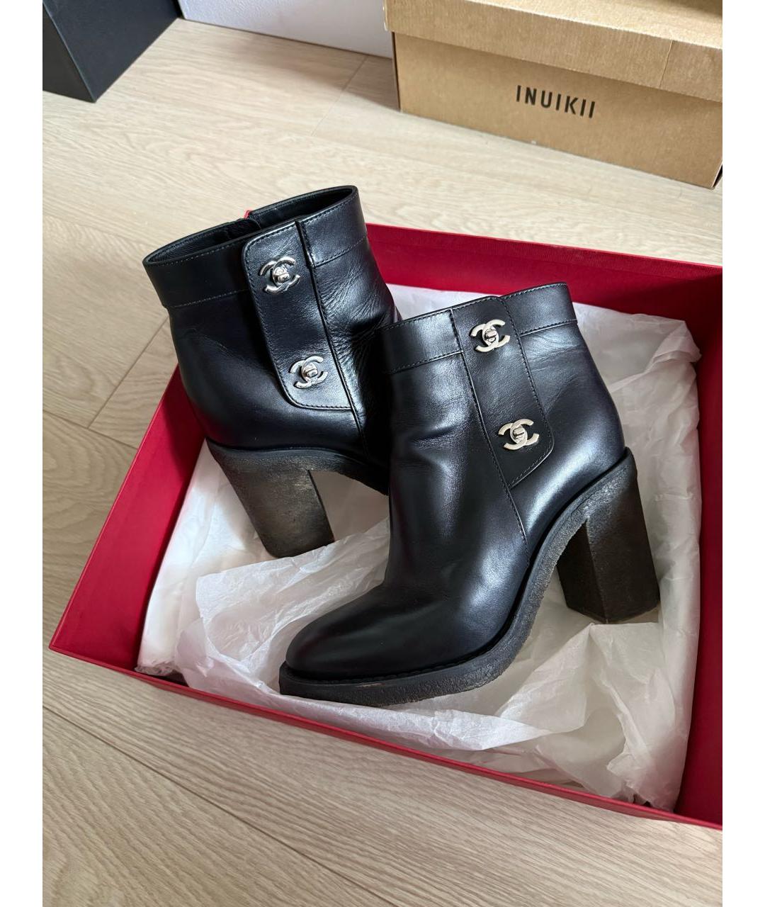 CHANEL Черные кожаные ботильоны, фото 5