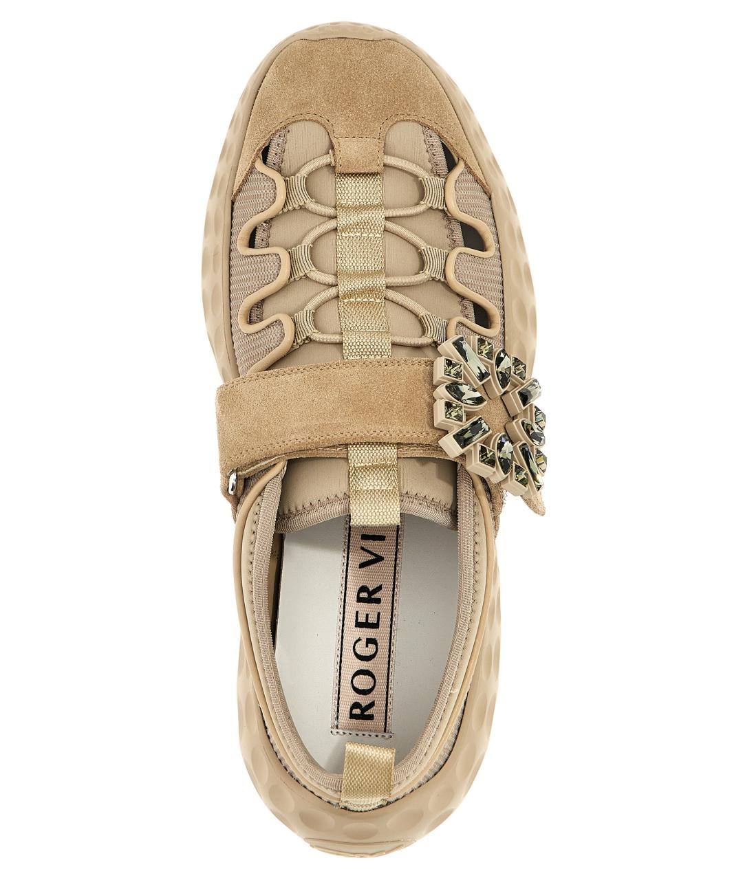 ROGER VIVIER Бежевые синтетические кроссовки, фото 4