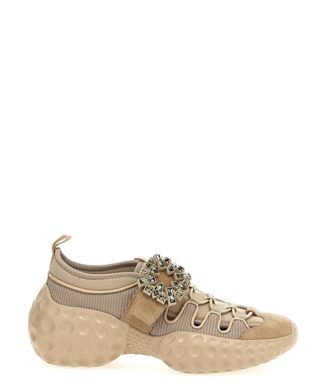 ROGER VIVIER Бежевые синтетические кроссовки, фото 1
