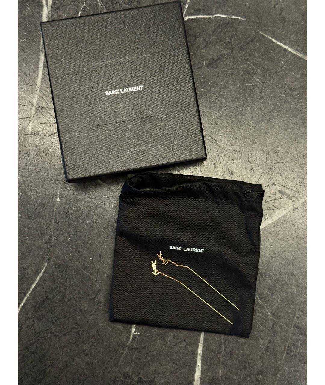 SAINT LAURENT Золотые латунные серьги, фото 3