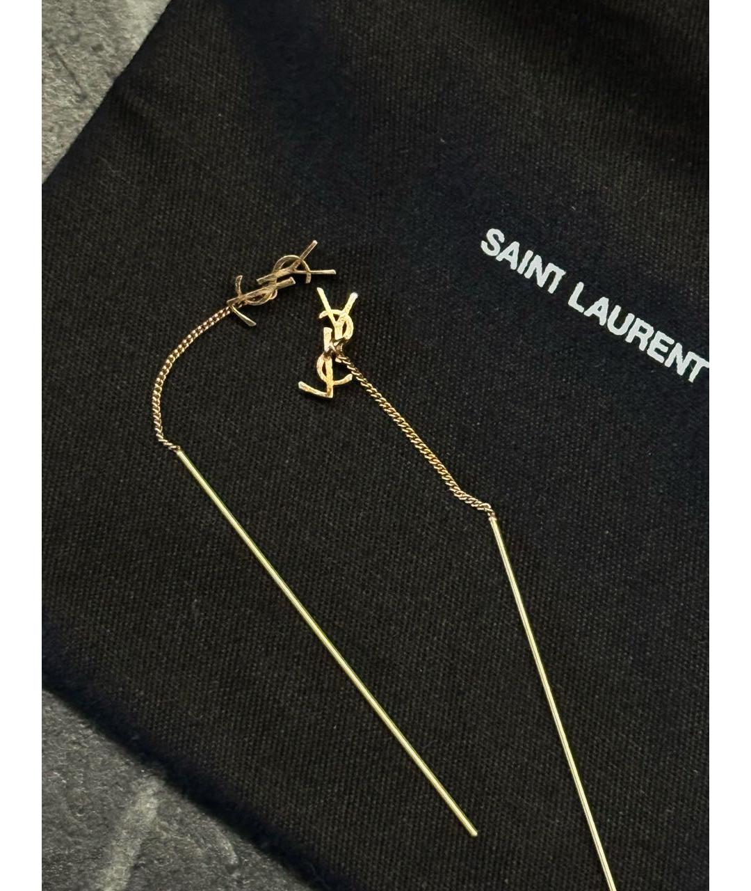 SAINT LAURENT Золотые латунные серьги, фото 4